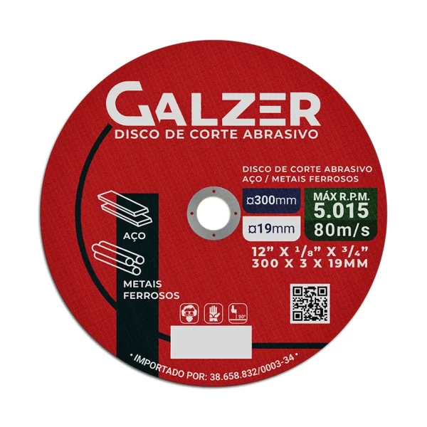 Disco de Corte para Aço e Metais Ferrosos 12" 19 mm